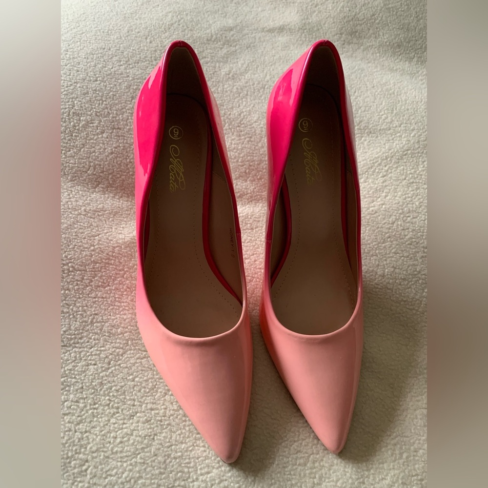 Moda women Pink Ombre Patent Leather Pointed Toe Stiletto Pumps size 9